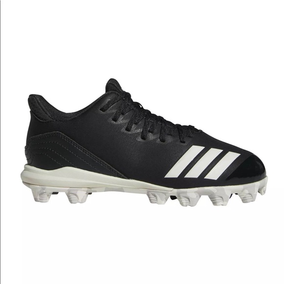 Adidas Icon 4 Md K Black/White Baseball Shoes - Picture 1 of 3